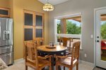 Dine indoors or step outside to a private patio